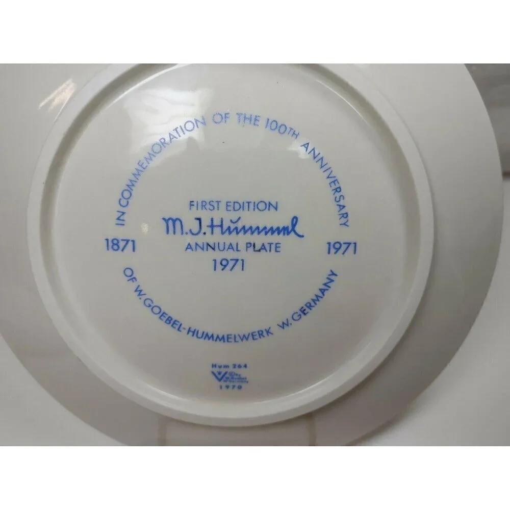 M J Hummel 1971 Hand Painted Porcelain First Edition 100 Years Angel Plate VTG